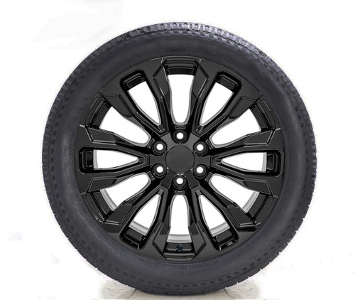 Gloss Black 22" Denali CV30 Wheels with All Season Tires for GMC Sierra, Yukon, Cadillac Escalade - New Set of 4