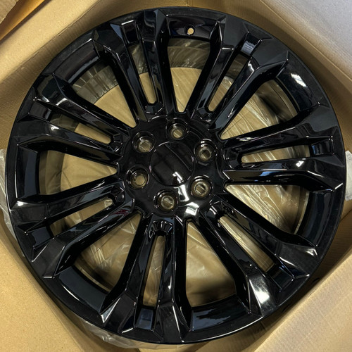 Gloss Black 22" Seven Split Spoke Wheels with All Season Tires for Chevy Silverado, Tahoe, Suburban - New Set of 4