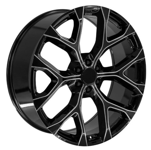 Gloss Black Milled Edge 26" Snowflake Wheels for GMC, Chevy, Cadillac Trucks and SUVs