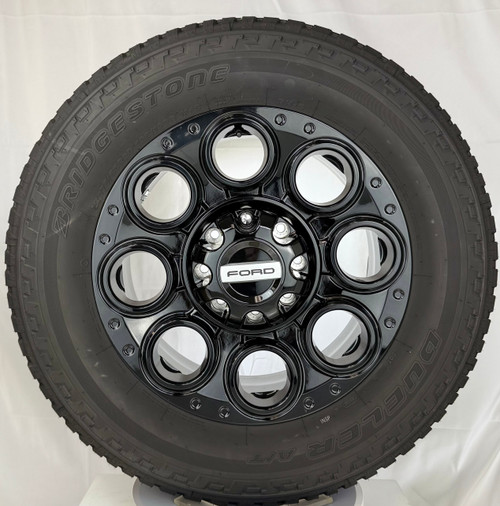 New Takeoff Ford F250 F350 Gloss Black 20" OEM Wheels with Bridgestone 275/65R20 All Terrain Tires