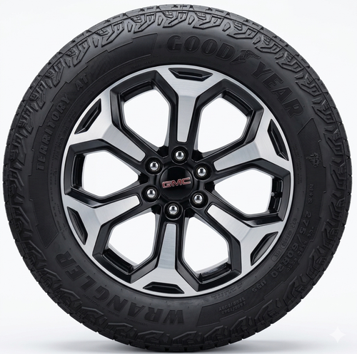 Takeoff 20" GMC Sierra And Yukon Black And Machine Wheels Goodyear A/T 275/60R20 Tires