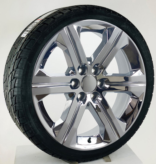 Chrome 24" Closed Spoke G13 Wheels with 295/35R24 Tires for Chevy and GMC Trucks and SUVs