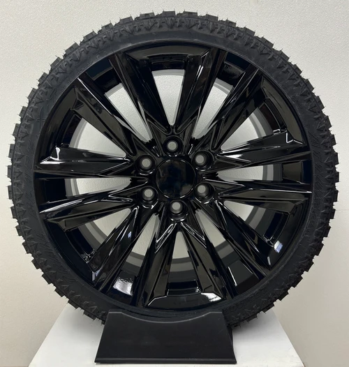 Gloss Black 24" Platinum Wheels with All Terrain Tires for Chevy and GMC Trucks and SUVs