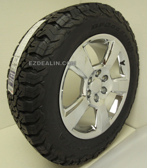 Chrome 20" New Style LTZ Wheels with BFG KO2 A/T Tires for Chevy Silverado, Tahoe, Suburban - New Set of 4