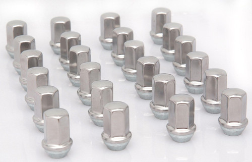 Set of 24 NEW Polished Stainless 14x1.5 Lug Nuts for GM Trucks and SUVs
