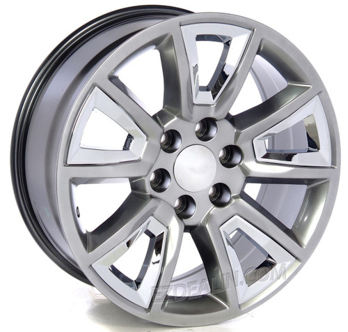 Hyper Silver 20" With New V Style Chrome Inserts Wheels for Chevy Silverado, Tahoe, Suburban - New Set of 4