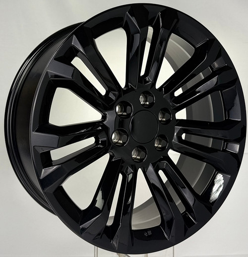Gloss Black 22" Seven Split Spoke Wheels for GMC Sierra, Yukon, Denali
