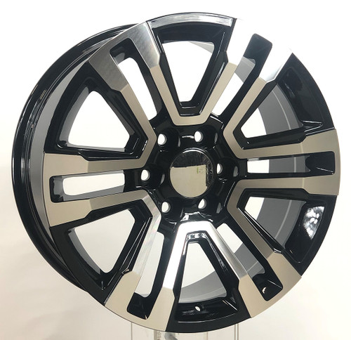 Black and Machine 20" Denali Style Split Spoke Wheels for Chevy Silverado, Tahoe, Suburban - New Set of 4