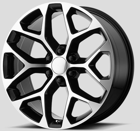 GM Replica 24 Inch Gloss Black Snowflake Rims for Silverado, Tahoe ...