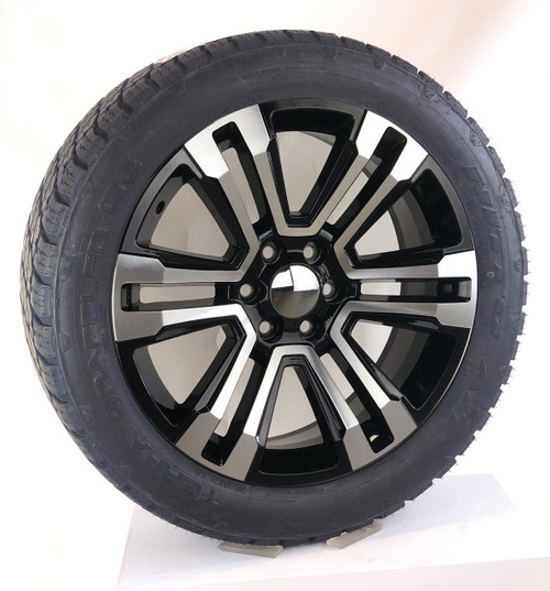 Black and Machine 22" Denali Style Split Spoke Wheels with Nitto Tires for Chevy Silverado, Tahoe, Suburban