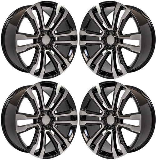 Black and Machine 24" Denali Style Split Spoke Wheels for GMC and Chevy 1500 Trucks and SUVs