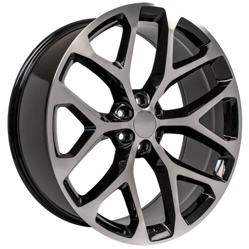 Black and Machine 26" Snowflake Wheels for GMC and Chevy 1500 Trucks and SUVs