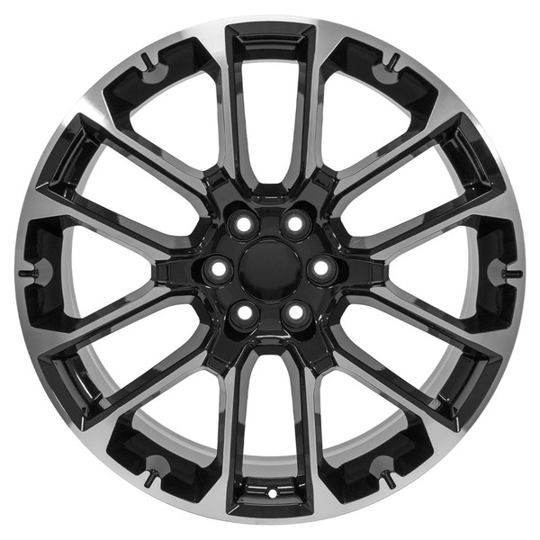 Gloss Black and Machine 24" Notched Honeycomb Wheels for GMC and Chevy 1500 Trucks and SUVs