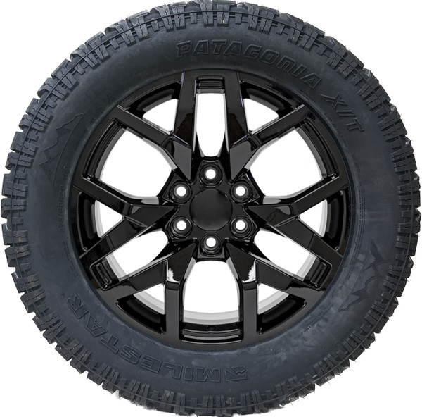 Gloss Black 20" Six Y Spoke Wheels with 275/60R20 X/T Tires for Chevy Silverado, Tahoe, Suburban