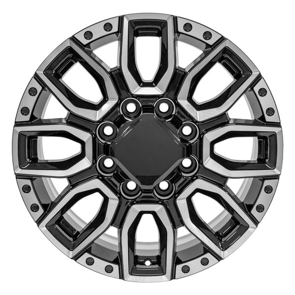MIlled with Black Accents 20" 8 Lug 8-180 Wheels for 2011 and newer Chevy 2500 3500 - New Set of 4