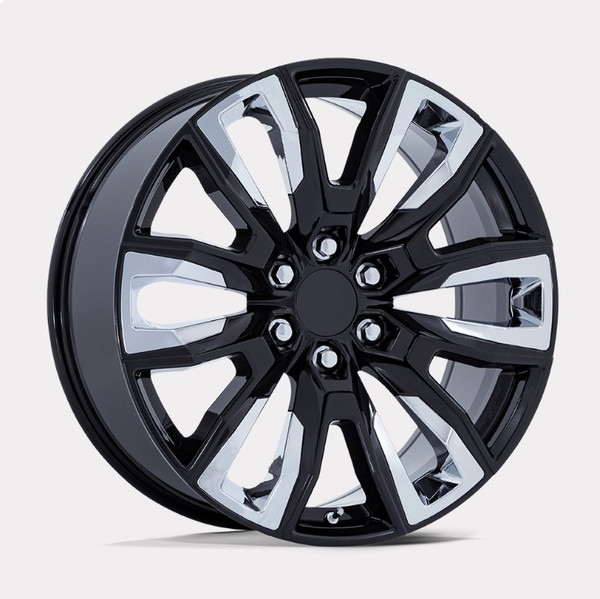 Gloss Black 22" with Chrome Insert Platinum Wheels for Chevy Silverado, Tahoe, Suburban