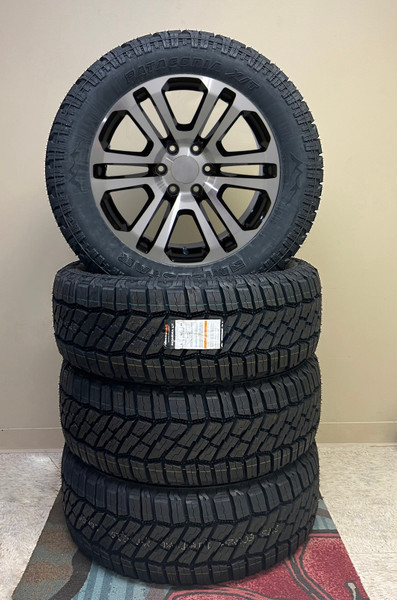 Black and Machine 20" Split Spoke Wheels with X/T Tires for GMC Sierra, Yukon, Denali - New Set of 4