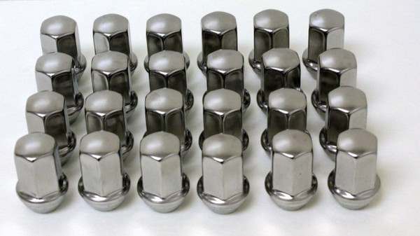 Set of 24 NEW Polished Stainless 14x1.5 Lug Nuts for GM Trucks and SUVs