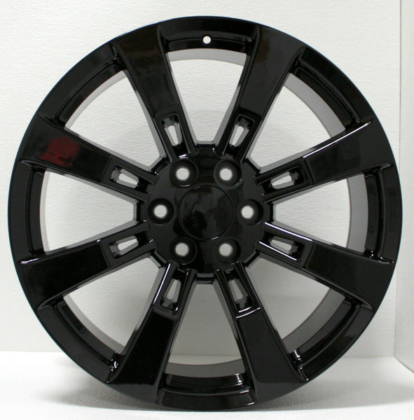 Gloss Black 22" Eight Spoke Wheels for GMC Sierra, Yukon, Denali - New Set of 4