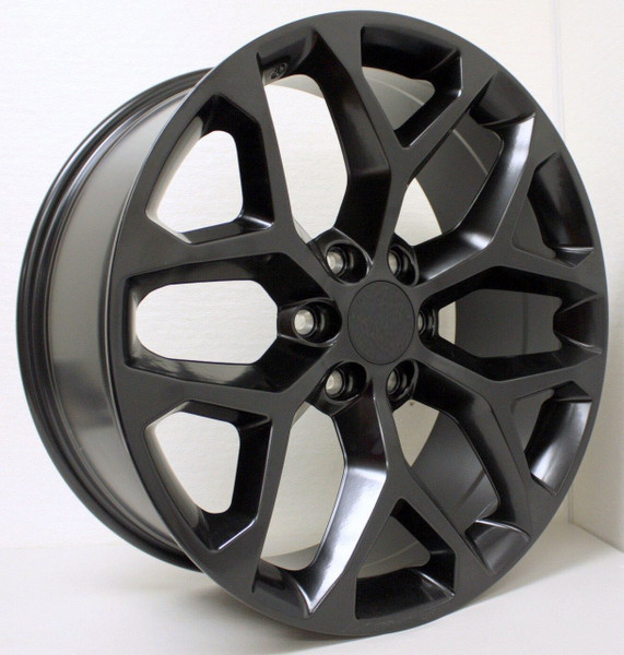 Satin Matte Black 22" Snowflake Wheels for GMC Sierra, Yukon, Denali - New Set of 4