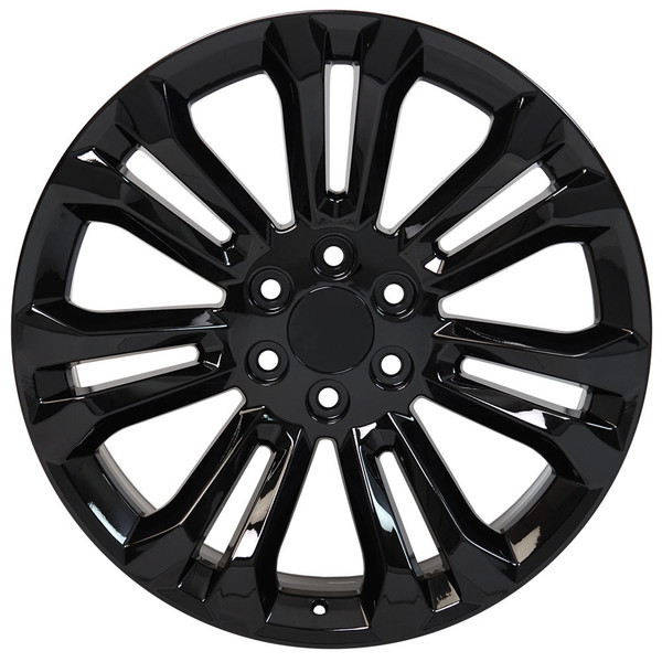 Gloss Black 22" Seven Split Spoke Wheels for Chevy Silverado, Tahoe, Suburban - New Set of 4