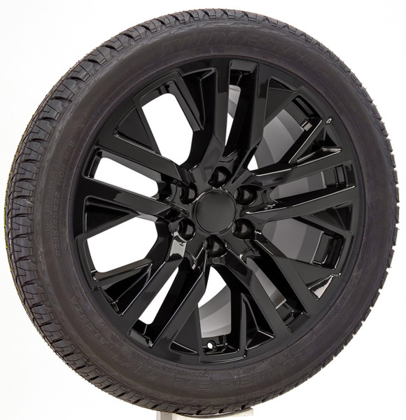 Gloss Black 22" Next Gen Sierra Wheels with Bridgestone Tires for GMC Sierra, Yukon, Denali