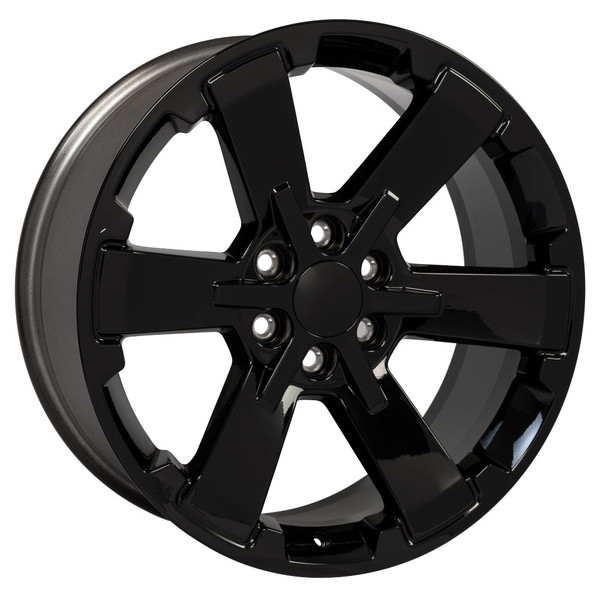 Gloss Black 22" Rally Style Six Spoke Wheels for Chevy Silverado, Suburban, Tahoe - New Set of 4