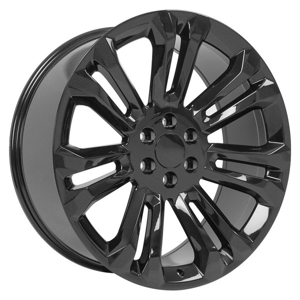 Gloss Black 24" Seven Split Spoke Wheels for GMC and Chevy 1500 Trucks and SUVs
