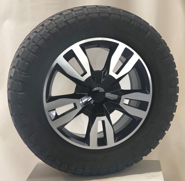 Black and Machine 20" RST Style Split Spoke Wheels with Nitto Ridge Grappler Tires for Chevy Silverado, Tahoe, Suburban - New Set of 4