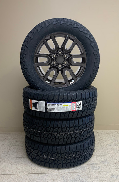 Gloss Black 20" AT4 Style Split Spoke Wheels with Falken AT Tires for GMC Sierra, Yukon, Denali - New Set of 4