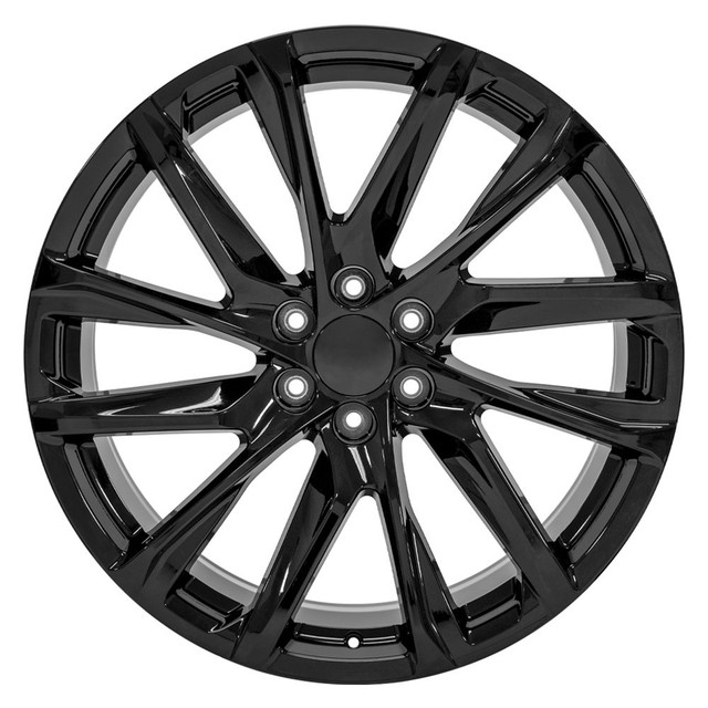 Gloss Black 22 Inch 12 Angled Spoke SSX Escalade Replica Wheels