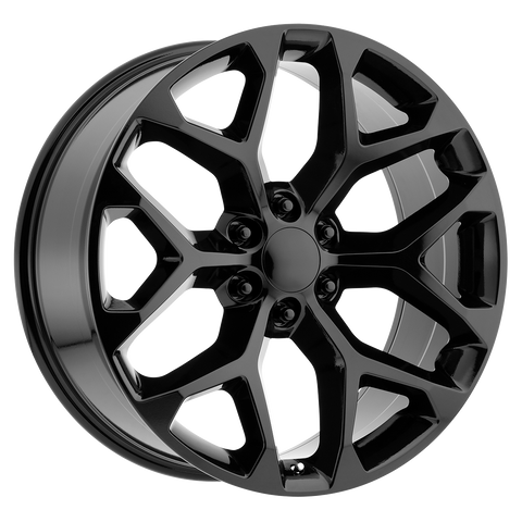 GM Replica 24 Inch Gloss Black Snowflake Rims for Silverado, Tahoe ...