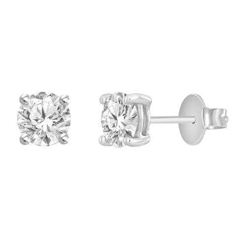 1 Carat in total diamond earrings with secure 4 claw setting. Each earrings contains a 100% natural single 1/2 carat solitaire diamond. With presentation case and diamond grading report