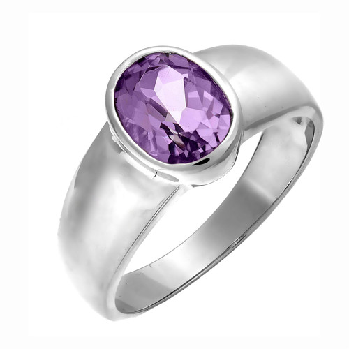 Stunning Sterling Silver Amethyst Oval Ring for Women - Elegant and Timeless Rings for Women - 8x6mm Oval Gemstone Perfect for Any Occasion - Sizes J-R Available - Beautiful Addition to Your Jewelry Collection