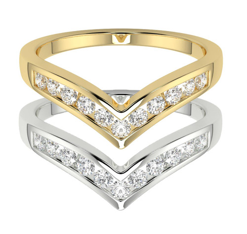 Wishbone Eternity Or Solitaire Enhancer Quarter Carat Total Diamond Ring In Yellow Or White Gold For Ladies