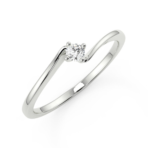 Solitaire With Small Diamond Crossover White Gold Ring