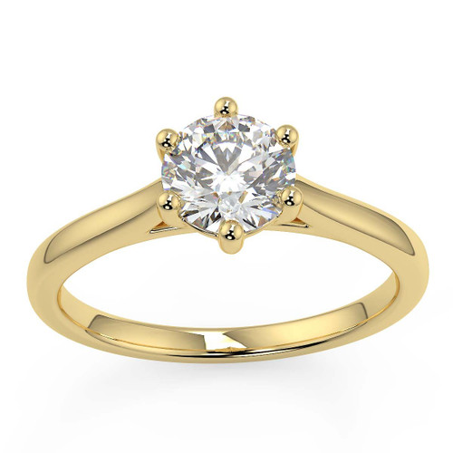 Yellow gold diamond solitaire in choice of diamond sizes with 6 claw secure setting