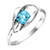 925 Sterling Silver Blue Topaz Rhodium Plated Ring with 5mm Round Gemstone - Available in Sizes J-R with Gift Box