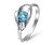 925 Sterling Silver Blue Topaz Rhodium Plated Ring with 5mm Round Gemstone - Available in Sizes J-R with Gift Box