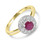 Handcrafted Ruby Diamond Halo Ring in 18ct Gold