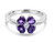 18ct White Gold Amethyst & Diamond Ring, 4 Heart Gems, 0.05ct Diamond 