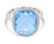 8ct Blue Topaz Ladies Ring - 18ct White Gold - 0.10ct Diamond Halo - Bellissima Collection