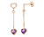 Heart Shaped Natural Gemstones Set In Yellow Gold Chain Drop Earrings,Purple Amethyst, Green Peridot,Yellow Citrine Or Blue Topaz You Decide.