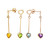 Heart Shaped Natural Gemstones Set In Yellow Gold Chain Drop Earrings,Purple Amethyst, Green Peridot,Yellow Citrine Or Blue Topaz You Decide.