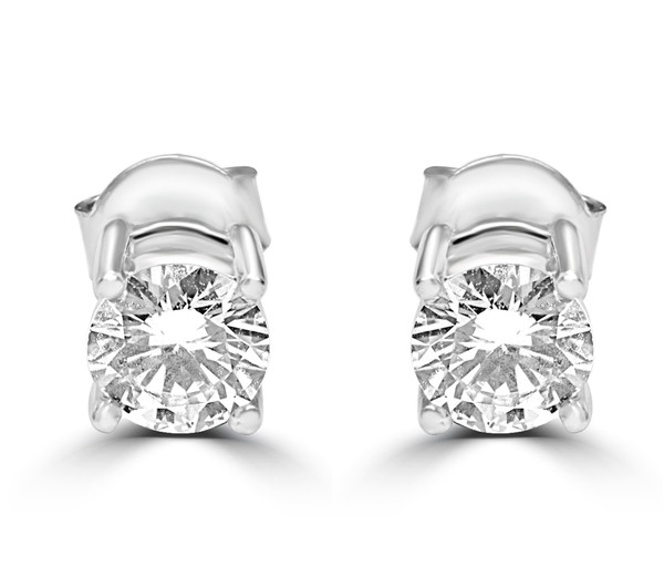 One Carat diamond stud earrings in white gold IGI certified G-H colour VS clartiy