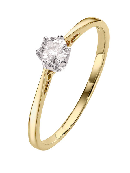 Yellow Gold Diamond Engagement Ring With 1/4Ct Solitaire Diamond