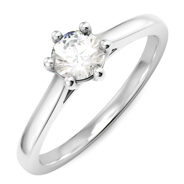 Stunning 18K White Gold Diamond Engagement Ring for Women - GIA/IGI Certified 0.30ct H SI Diamond, 6 Claws, Perfect for Proposals and Special Occasions