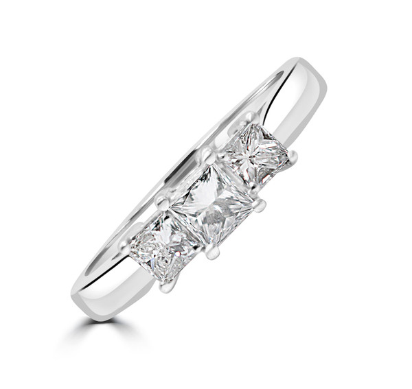 Bellissima 3 Stone Diamond Ring - 0.63ct H VS2, 18ct White Gold