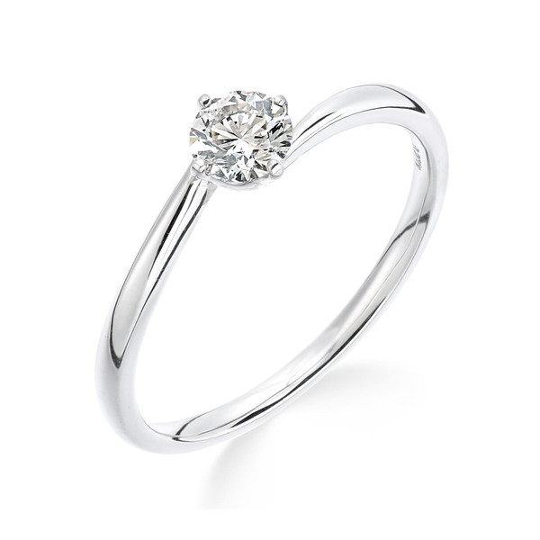 Platinum Diamond Solitaire Ring - Slight Crossover