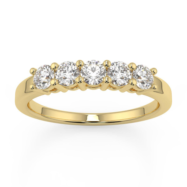 5 Stone 0.50Ct Diamond Ring - Yellow Gold Womens Eternity Diamonds Ring Claw Set